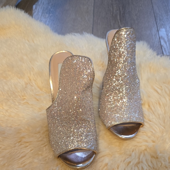 Steve Madden Gold Glitter Mules - Picture 1 of 4